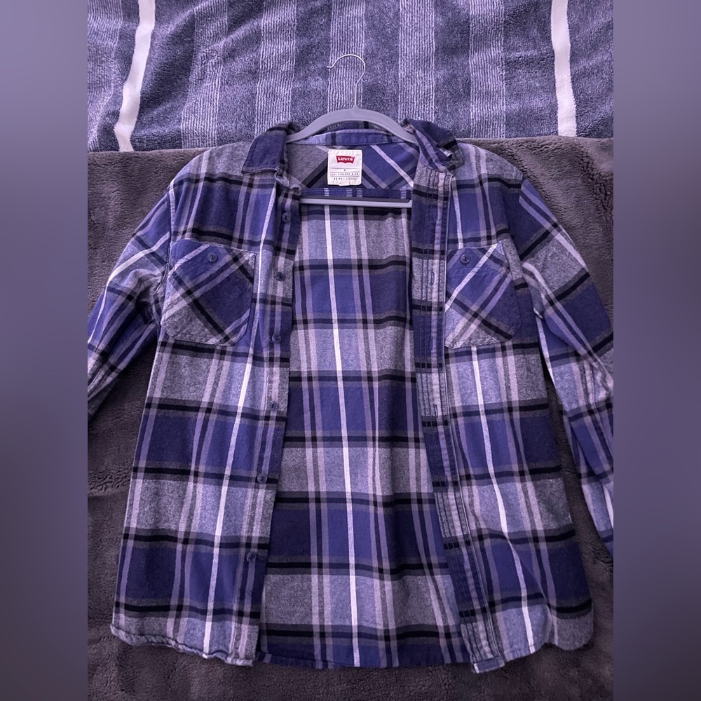Levi Blue and Gray Flannel.